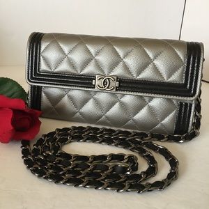 🌹AUTH.CHANEL LE BOY FLAP LONG WALLET ❤️